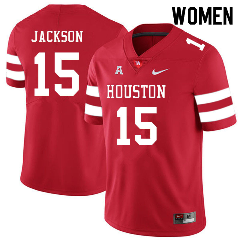 Women #15 Cody Jackson Houston Cougars College Football Jerseys Sale-Red - Click Image to Close